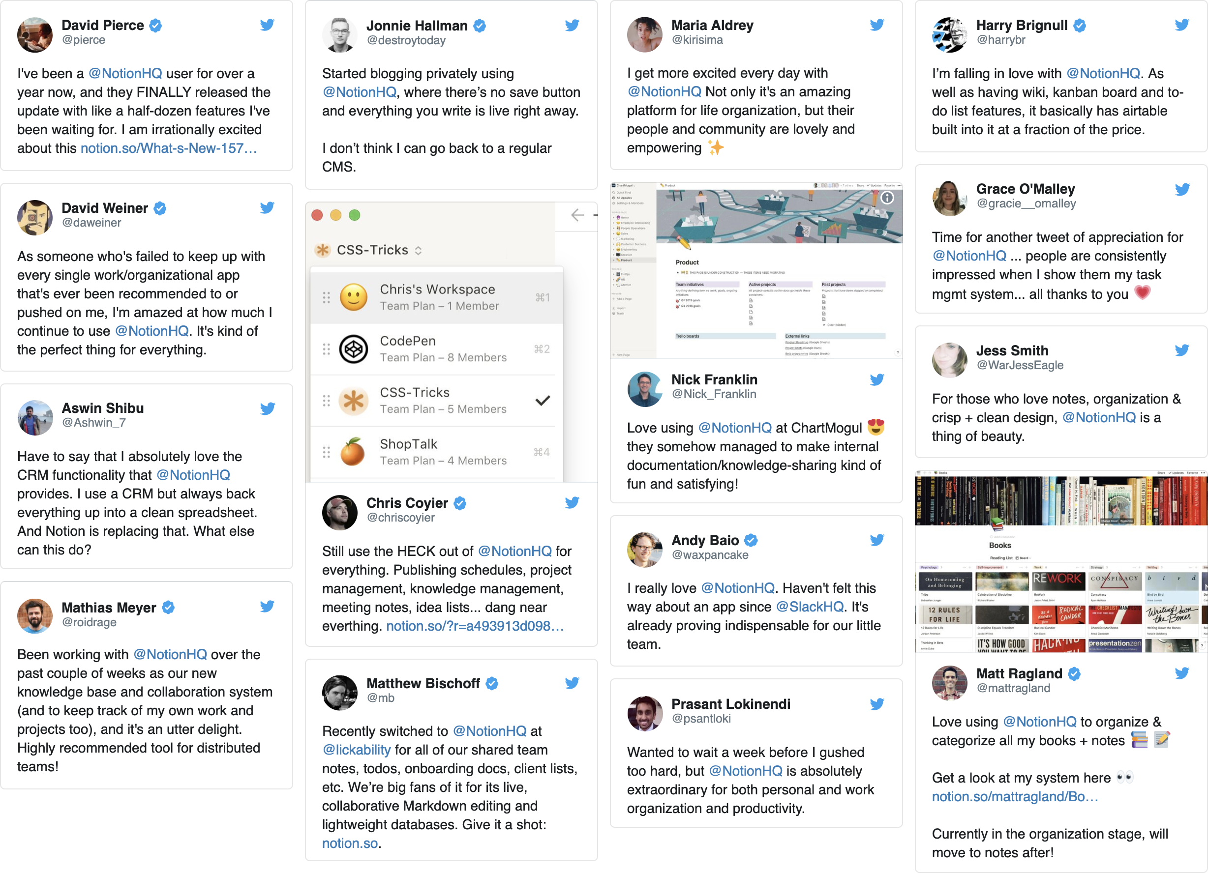 A collection of Tweets from users who like using Notion